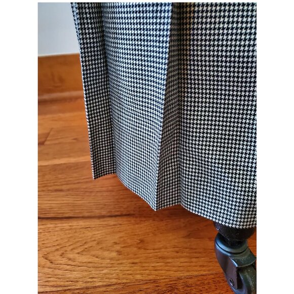 90's Harve Benard Collection Black Cream Houndstooth Check Pleated Maxi Skirt 8 - Picture 4 of 5
